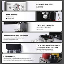 Load image into Gallery viewer, Gevi Espresso Machines 15 Bar with Milk Frother Wand Expresso Coffee Machine for Cappuccino, Latte, Mocha, Machiato, 1.5L Removable Water Tank, Double Temperature Control System, 1100W, Black