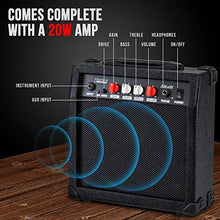 Load image into Gallery viewer, LyxPro Electric Guitar 39" inch Complete Beginner Starter kit Full Size with 20w Amp, Package Includes All Accessories, Digital Tuner, Strings, Picks, Tremolo Bar, Shoulder Strap, and Case Bag - Black
