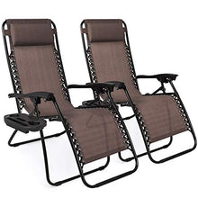 Load image into Gallery viewer, Best Choice Products Set of 2 Adjustable Zero Gravity Lounge Chair Recliners for Patio, Pool w/ Cup Holders - Brown