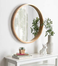 Load image into Gallery viewer, Kate and Laurel Hutton Round Decorative Large Modern Wood Frame Wall Mirror, 30 Inch Diameter, Natural Finish