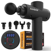 Load image into Gallery viewer, Annbrist Massage Gun Muscle Massager 600-3300 Percussion Deep Tissue Relax Stepless Speed Regulation Electric Quiet Portable Brushless Motor Digital Screen for Workout Pain Relief (Black)