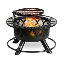 Load image into Gallery viewer, BALI OUTDOORS Wood Burning Fire Pit Backyard with Cooking Grill, 32in, Black, 24in