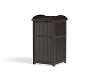 Load image into Gallery viewer, Suncast 33 Gallon Can Resin Outdoor Trash Hideaway with Lid Use in Backyard, Deck, or Patio, Brown