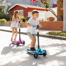 Load image into Gallery viewer, 6KU Kids Kick Scooter with Adjustable Height, Lean to Steer, Flashing Wheels for Children 3-8 Years Old Blue
