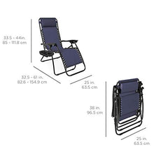Load image into Gallery viewer, Best Choice Products Set of 2 Adjustable Steel Mesh Zero Gravity Lounge Chair Recliners w/Pillows and Cup Holder Trays, Blue