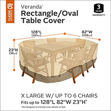 Load image into Gallery viewer, Classic Accessories Veranda Water-Resistant 128 Inch Rectangular/Oval Patio Table & Chair Set Cover, Outdoor Table Cover