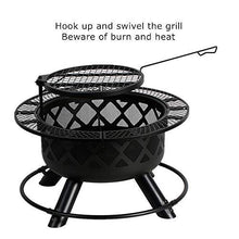 Load image into Gallery viewer, BALI OUTDOORS Wood Burning Fire Pit Backyard with Cooking Grill, 32in, Black, 24in