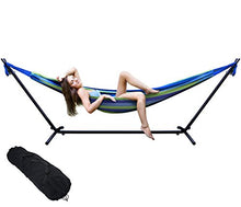Load image into Gallery viewer, Sorbus® Double Hammock with Steel Stand Two Person Adjustable Hammock Bed - Storage Carrying Case Included (Blue/Green)