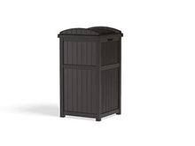 Load image into Gallery viewer, Suncast 33 Gallon Can Resin Outdoor Trash Hideaway with Lid Use in Backyard, Deck, or Patio, Brown