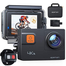Load image into Gallery viewer, APEMAN 4K 60FPS Action Camera A87,Touch Screen 20MP Wi-Fi EIS 8X Zoom Remotor Control Sports Cam 40M Waterproof Underwater Vlog Camcoder with Mounting Accessories Kit and Carrying Case