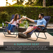 Load image into Gallery viewer, Best Choice Products Set of 2 Adjustable Steel Mesh Zero Gravity Lounge Chair Recliners w/Pillows and Cup Holder Trays, Blue