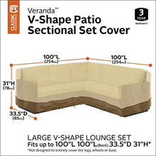 Load image into Gallery viewer, Classic Accessories 55-882-011501-RT Veranda Patio V-Shaped Sectional Sofa Cover, Large, Pebble/Bark/Earth, Patio Furniture Covers