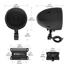 Load image into Gallery viewer, BOSS Audio Systems MCBK470B Motorcycle Bluetooth Speaker System - Class D Compact Amplifier, 3 Inch Weatherproof Speakers, Volume Control, Great for Use With ATVs and 12 Volt Vehicles