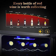 Load image into Gallery viewer, 12 Bottle Wine Cooler Refrigerator- Freestanding Wine Cellar for Red, White, Champagne or Sparkling Wine,Compressor Wine Chiller Digital Temperature Control Fridge Glass Door - Black