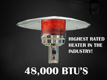 Load image into Gallery viewer, Hiland HLDS01-WCBT 48,000 BTU Propane Patio Heater w/Wheels and Table, Large, Hammered Silver