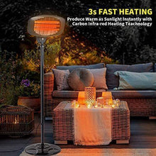 Load image into Gallery viewer, Electric Outdoor Patio Heater - 3 Power Levels Outdoor Heater for 650/1350W/2000W Infrared Carbon Tube Heater Overheat Protection &Tip-Over Shut Off Home Freestanding Space Heater for Courtyard
