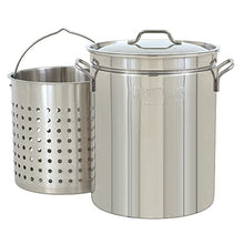Load image into Gallery viewer, Bayou Classic 1144 44-qt Stainless Stockpot w/ Basket Features Domed Vented Lid Heavy Welded Handles Perforated Stainless Basket Perfect For Low Country Boils Steaming Gumbo and Stews