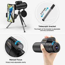 Load image into Gallery viewer, Monocular Telescope, 12x50 High Power HD Monocular for Bird Watching Adults with Smartphone Holder & Tripod BAK4 Prism for Wildlife Hunting Camping Travelling Wildlife - 2020 Newest (1250, Black)