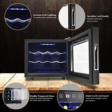 Load image into Gallery viewer, 12 Bottle Wine Cooler Refrigerator- Freestanding Wine Cellar for Red, White, Champagne or Sparkling Wine,Compressor Wine Chiller Digital Temperature Control Fridge Glass Door - Black