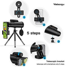 Load image into Gallery viewer, Monocular Telescope, 12x50 High Power HD Monocular for Bird Watching Adults with Smartphone Holder & Tripod BAK4 Prism for Wildlife Hunting Camping Travelling Wildlife - 2020 Newest (1250, Black)
