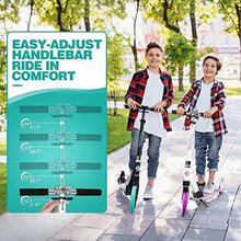 Load image into Gallery viewer, Beleev V5 Scooters for Kids 8 Years and Up , Foldable Kick Scooter 2 Wheel, Quick-Release Folding System, Shock Absorption Mechanism, Large 200mm Wheels Scooters for Adults Teens (Aqua)