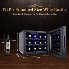 Load image into Gallery viewer, 12 Bottle Wine Cooler Refrigerator- Freestanding Wine Cellar for Red, White, Champagne or Sparkling Wine,Compressor Wine Chiller Digital Temperature Control Fridge Glass Door - Black