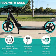 Load image into Gallery viewer, Beleev V5 Scooters for Kids 8 Years and Up , Foldable Kick Scooter 2 Wheel, Quick-Release Folding System, Shock Absorption Mechanism, Large 200mm Wheels Scooters for Adults Teens (Aqua)