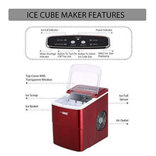 Load image into Gallery viewer, VIVOHOME Electric Portable Compact Countertop Automatic Ice Cube Maker Machine with Visible Window 26lbs/day Red