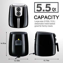 Load image into Gallery viewer, Secura Air Fryer XL 5.5 Quart 1800-Watt Electric Hot Air Fryers Extra Large Oven Nonstick Cooker for Healthy Oil-free Low Fat Cooking with Automatic Timer and Temperature Control, Bonus Food Divider