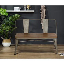 Load image into Gallery viewer, Erommy Metal Bench Industrial Mid-Century 2 Person Chair with Wood Seat,Dining Bench with Floor Protector