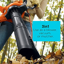 Load image into Gallery viewer, BLACK+DECKER 3-in-1 Electric Leaf Blower, Leaf Vacuum/Mulcher, Corded, 12-Amp (BV6600)