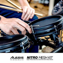Load image into Gallery viewer, Alesis Drums Nitro Mesh Kit - Eight Piece All Mesh Electronic Drum Kit With Super Solid Aluminum Rack, 385 Sounds, 60 Play Along Tracks, Connection Cables, Drum Sticks & Drum Key Included