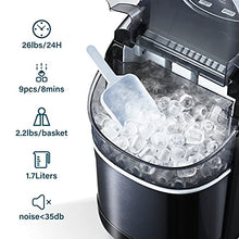 Load image into Gallery viewer, FREE VILLAGE Ice Maker Machine for Countertop, Portable Ice Cube Makers, Make 26 lbs ice in 24 hrs,Ice Cube Ready in 5-8 Mins with Ice Scoop and Basket for Home/Office/Bar