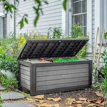 Load image into Gallery viewer, 165 Gallon Weather Resistant Resin Deck Storage Container Box Outdoor Patio Garden Furniture, Brown