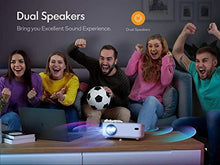 Load image into Gallery viewer, APEMAN Mini Projector, 1080P Supported, 200'' Max Display 60000 Hrs Lamp Life Portable Video Projector, Compatible with HDMI, PS4, TV Stick, VGA, TF, AV, USB Drive, Carry Bag and 100'' Screen Included