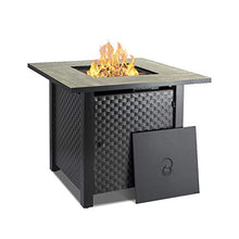 Load image into Gallery viewer, Camplux Propane Fire Pit Table, 30 Inch Outdoor Gas Fire Pit with Lid, Lava Rocks, Ceramic Tabletop, 50,000 BTU Adjustable Flame, Auto Ignition, Square Fire Table 2-in-1 Functional