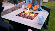Load image into Gallery viewer, Camplux Propane Fire Pit Table, 30 Inch Outdoor Gas Fire Pit with Lid, Lava Rocks, Ceramic Tabletop, 50,000 BTU Adjustable Flame, Auto Ignition, Square Fire Table 2-in-1 Functional