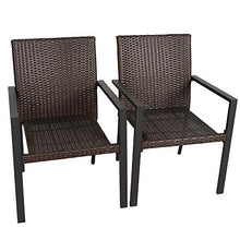Load image into Gallery viewer, BALI OUTDOORS Gas Firepit Chairs Outdoor Wicker Patio Dining Set, Set of 2 Stackable Outdoor Wicker Chairs for Patio, Garden, Yards, Indoor, Multibrown