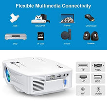 Load image into Gallery viewer, Eviciv Mini WiFi Projector, 1080P and 120'' Display Supported, Portable Movie Projector, Synchronize Smartphone Screen by WiFi/USB Cable, Compatible with TV Stick, PS4, VGA, TF, AV and USB