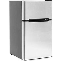 Load image into Gallery viewer, 3.2 Cu. Ft. Stainless Steel Double Doors Compact Mini Refrigerator Internal Freezer Compartment Cooler Fridge Perfect For Home Kitchen Hotel Office Dorm Wet Bars Adjustable Temperature Mechanism