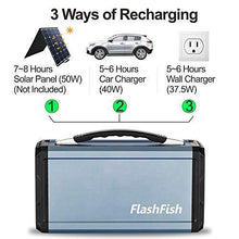 Load image into Gallery viewer, 300W Solar Generator, FlashFish 60000mAh Portable Power Station Camping Potable Generator, CPAP Battery Recharged by Solar Panel/Wall Outlet/Car, 110V AC Out/DC 12V /QC USB Ports for CPAP Camp Travel