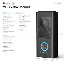 Load image into Gallery viewer, Amcrest 1080P Video Doorbell Camera Pro, Outdoor Smart Home 2.4GHz WiFi Doorbell Camera (Wired Power), MicroSD Card, PIR Motion Detect, RTSP, IP55 Weatherproof, 2-Way Audio, 140º Wide-Angle AD110