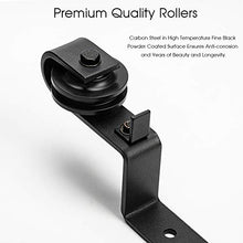 Load image into Gallery viewer, SMARTSMITH 8ft Bypass Barn Door Hardware Kit, Upgraded Bypass Sliding Door Hardware Track for Double Wooden Doors, J Shape Hanger Sliding Door Hardware Kit, Easy Install