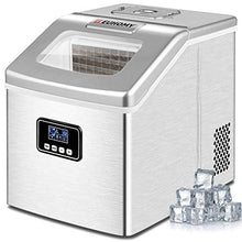 Load image into Gallery viewer, Euhomy Ice Maker Machine Countertop, 40Lbs/24H Auto Self-Cleaning, 24 pcs Ice Cube in 13 Mins, Portable Compact Ice Cube Maker, with Ice Scoop &amp; Basket, Perfect for Home/Kitchen/Office/Bar (Silver)
