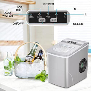 AGLUCKY Countertop Ice Maker Machine, Portable Ice Makers Countertop, Make 26 lbs ice in 24 hrs,Ice Cube Rready in 6-8 Mins with Ice Scoop and Basket