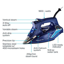 Load image into Gallery viewer, Rowenta DW9280 Digital Display Steam Iron, Stainless Steel Soleplate, 1800-Watt, 400-Hole, Blue
