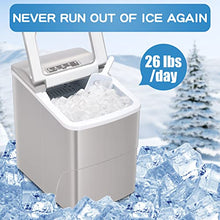 Load image into Gallery viewer, AGLUCKY Countertop Ice Maker Machine, Portable Ice Makers Countertop, Make 26 lbs ice in 24 hrs,Ice Cube Rready in 6-8 Mins with Ice Scoop and Basket
