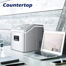 Load image into Gallery viewer, Euhomy Ice Maker Machine Countertop, 40Lbs/24H Auto Self-Cleaning, 24 pcs Ice Cube in 13 Mins, Portable Compact Ice Cube Maker, with Ice Scoop &amp; Basket, Perfect for Home/Kitchen/Office/Bar (Silver)
