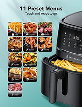Load image into Gallery viewer, TaoTronics Air Fryer, Max XL 6 Quart 1750W 11-in-1 Airfryer Oven with Basket &amp; Touch Panel, 11 Preset Menus 50 Recipes Cookbook for Roast, Preheat, Bake, Nonstick Easy Clean, Black
