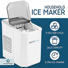 Load image into Gallery viewer, Countertop Ice Maker Machine Portable, Self Cleaning Function, Mini Ice Makers, Make 26 lbs ice in 24 hrs, Ice Cubes Ready in 6-8 Mins with Ice Scoop and Basket for Home/Office/Bar
